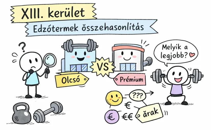 XIII. kerület: 7 edzőterem — gyors összehasonlító és árak